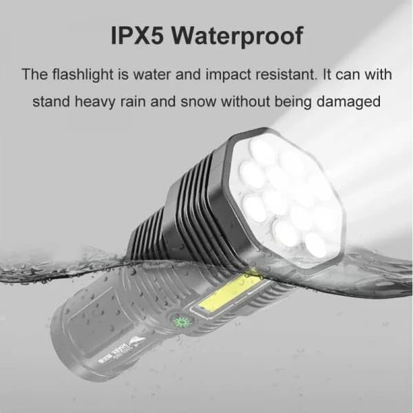 12 LED USB Flashlight | Rechargeable Long-Range Torch for Hiking