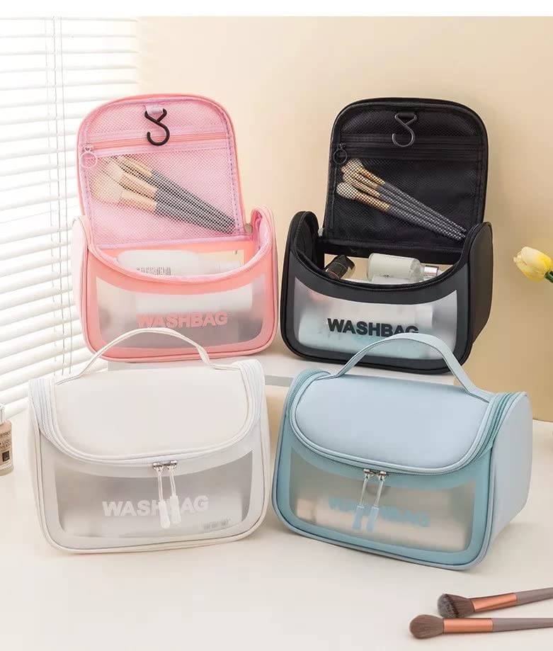 Ziloty Culture Clear Toiletry Bag, Wash Make Up Bag PVC Waterproof Zippered Cosmetic Bag, Portable Carry Pouch for Women Men (D Shape Multicoloured)