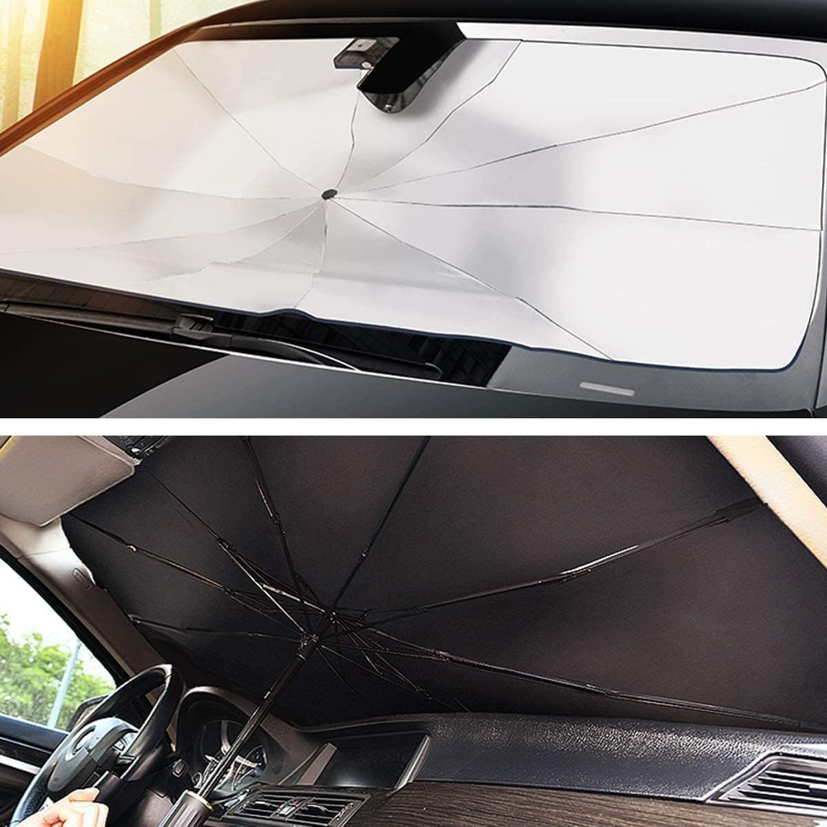Car Sun Shade Windshield Cover, Umbrella Windshield Sun Shade for Car Front Window,Sun Protection & Heat Insulation Foldable Sun Shade,Full Cover Sun Shade for Most Vehicles