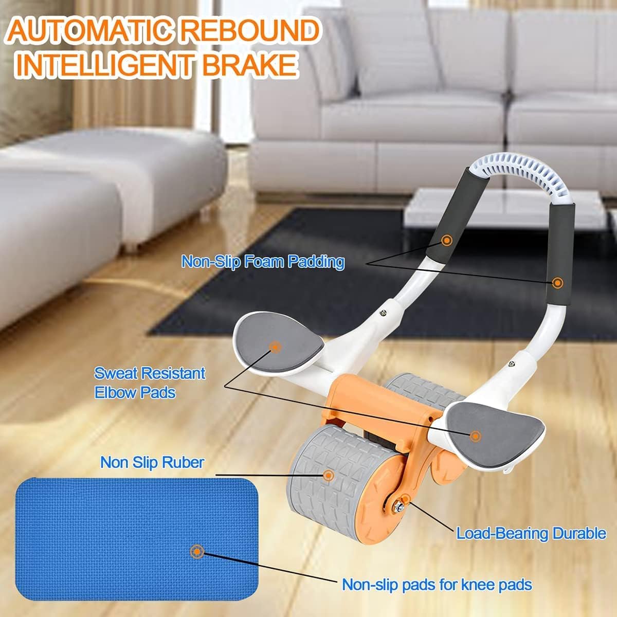 Ziloty automatic abdominal rebound wheel Ab Roller Wheel for Abdominal & Core Strength Training, with Knee Pad for Abs Workout, Beginners, and Advanced Abdominal Core Strength Training