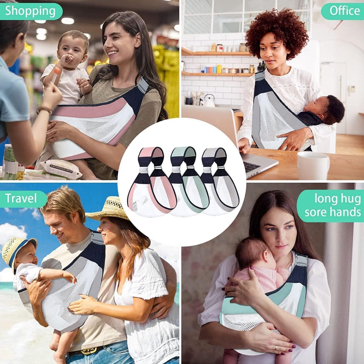 ZILOTY Baby Carrier Newborn to Toddler, Ergonomic 3D Mesh Baby Wraps Carrier, Adjustable Baby Sling, Lightweight Breathable Baby Carrier Wrap with Thick Shoulder Straps for 0-36 Months Infant