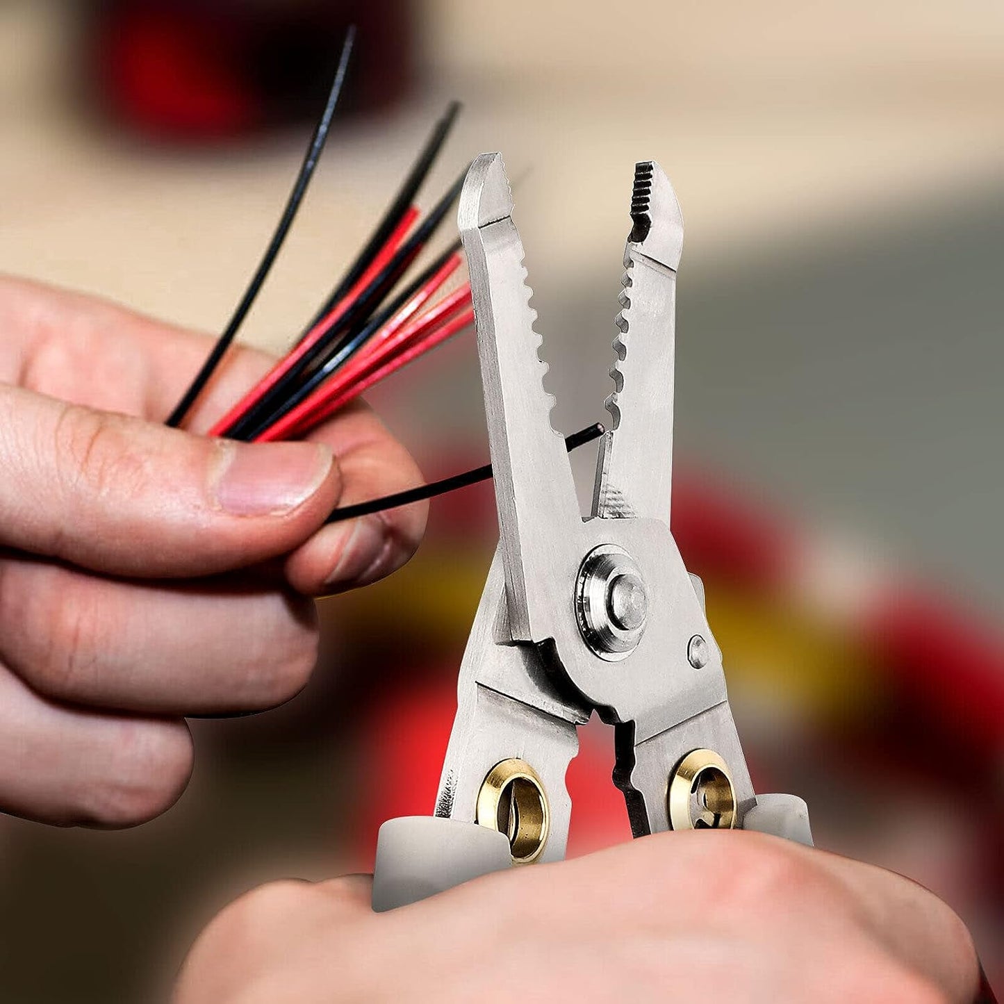 Ziloty 6 In 1 Multifunction Electrician Wire Plier Tool || Electrical Wire Strippers Wire Splitting Pliers|| Stainless Steel Electrical Stripping Tool || Cable Stripping Cutting and Crimping