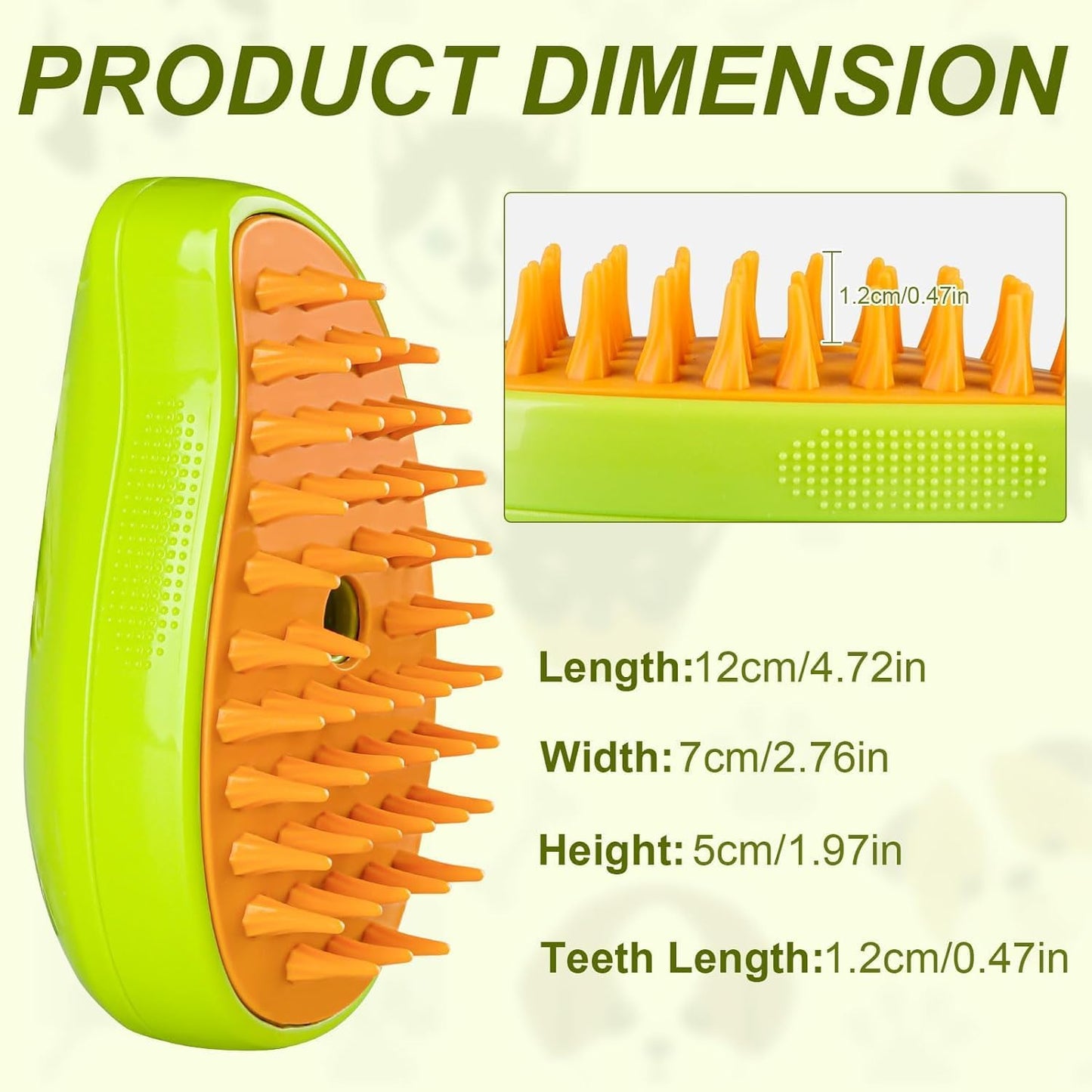 Ziloty Cat Steam Brush, 3 in 1 Cat Steamy Brush Cleanser, Silicone Massage Grooming Brush, Pet Hair Cleaning Brush Comb for Cats Dogs (Mango Yellow)
