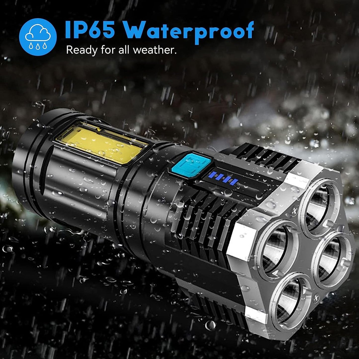 Ziloty Rechargeable Flashlight,Super Bright LED Flashlight Waterproof Handheld Flashlight with 4 Modes for Camping Emergency Hiking (Black)