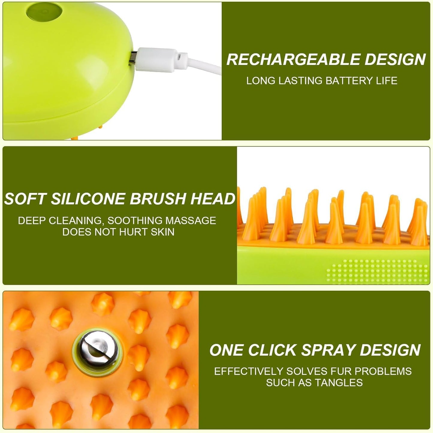 Ziloty Cat Steam Brush, 3 in 1 Cat Steamy Brush Cleanser, Silicone Massage Grooming Brush, Pet Hair Cleaning Brush Comb for Cats Dogs (Mango Yellow)