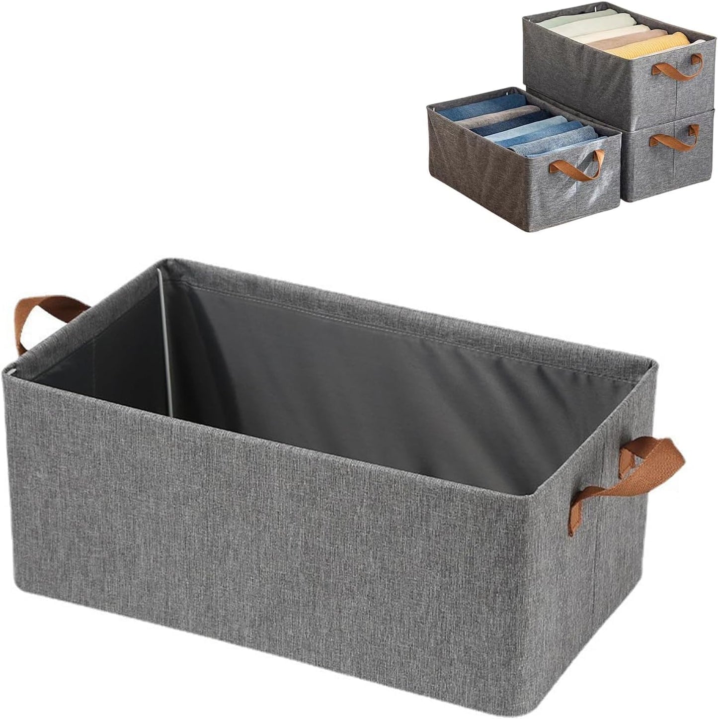 Ziloty Collapsible Clothes Organizer for Jeans Washable Fabric Closet Storage Box Drawers Foldable Clothing Storage Bins with Handle (1pcs)