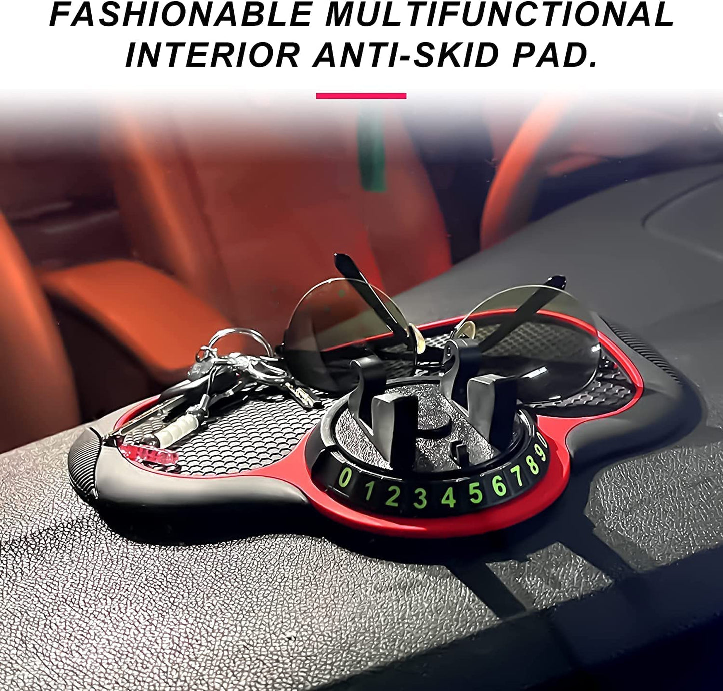 Ziloty Car Accessories Multifunction Anti-Slip Car Dashboard Mat with 360 Degrees Rotating Mobile Phone Holder Mount Non Slip Sticky Rubber Pad for Smartphone, GPS