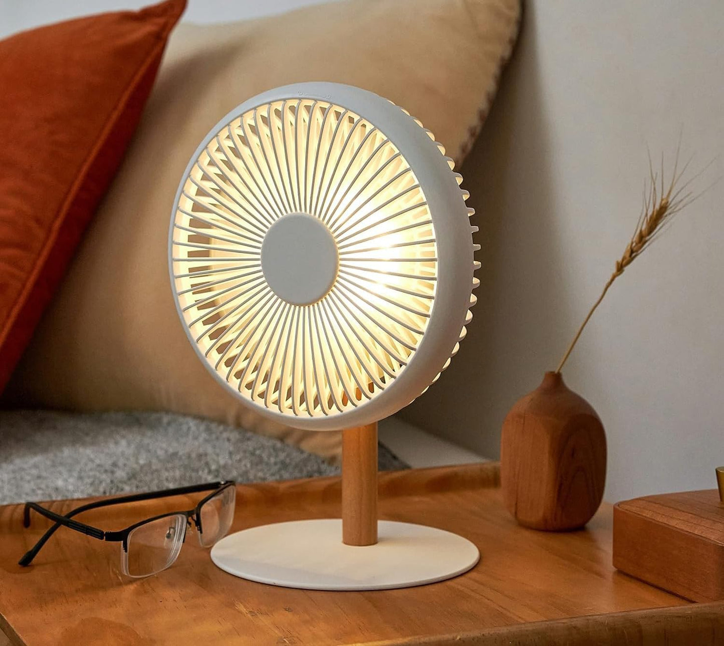 Ziloty  Cordless & Rechargeable 7 Inch Table Fan with Night Light & Rotating | BLDC Fan with Up To 12 Hour Run Time | Portable Table Fan for Home, Office (Table Fan New)