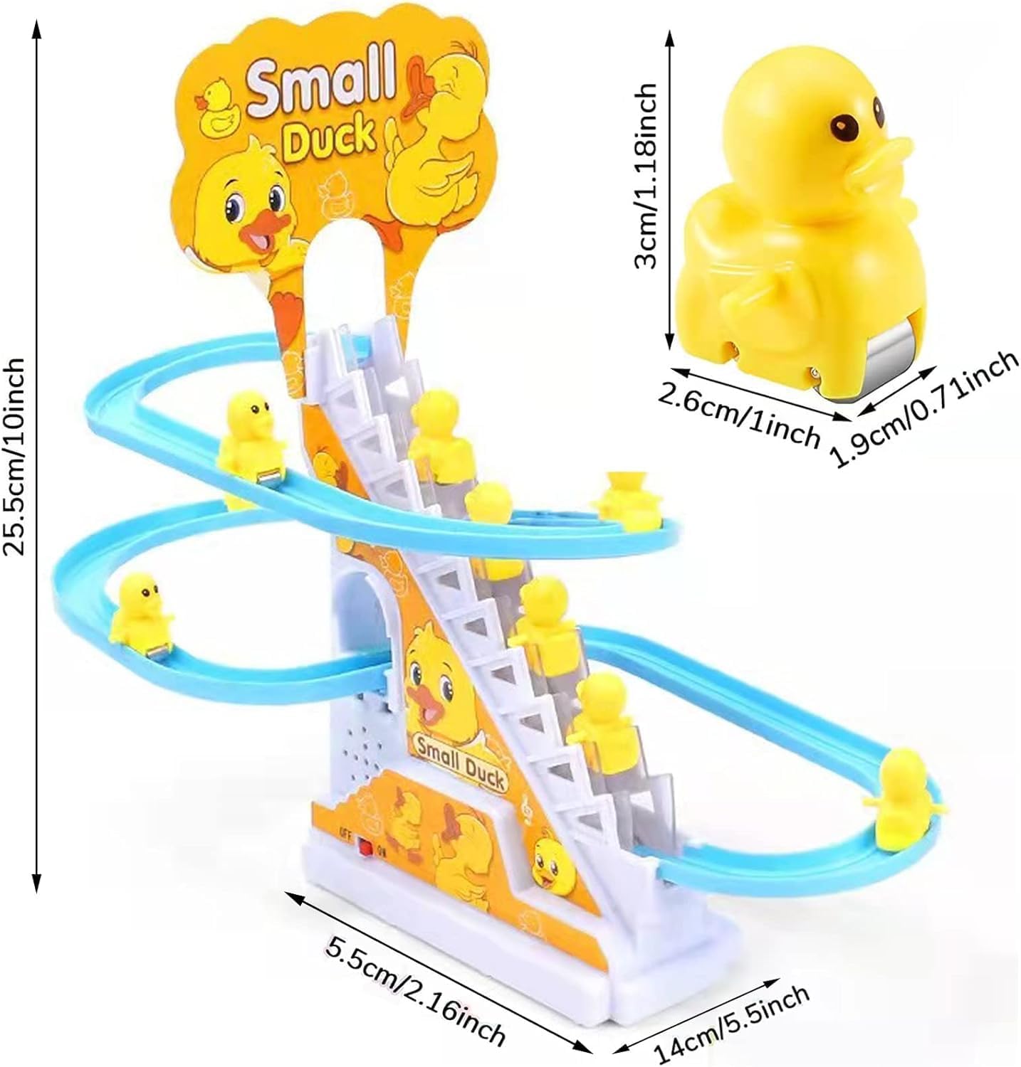 Ziloty Duck Track Toys for Kids - Small Ducks Stair Climbing Toys for Kids, Escalator Toy with Lights and Music - 3 Duck Included (Duck Track), Multicolor