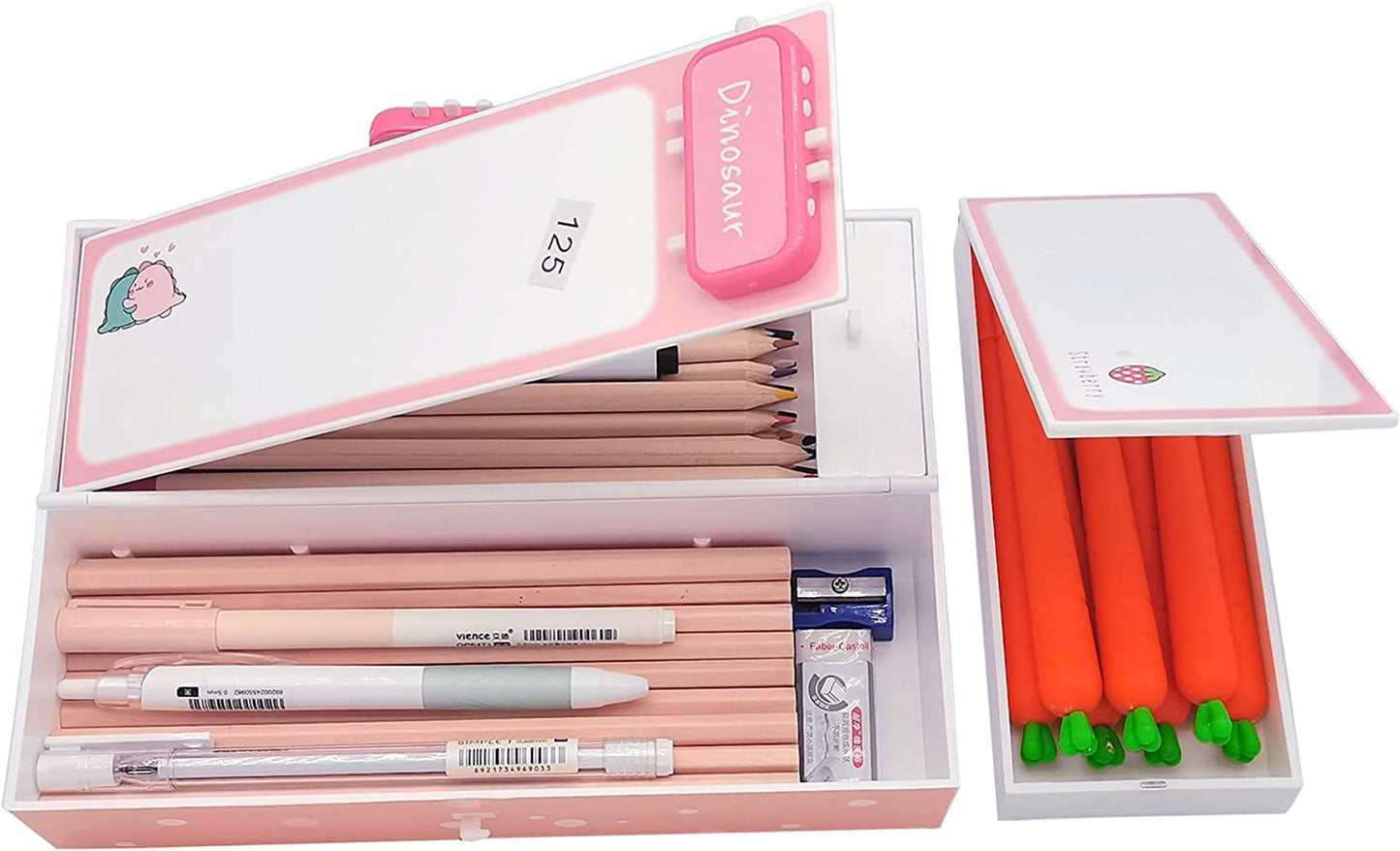 Ziloty 3d pink and dino suitcase pencil box