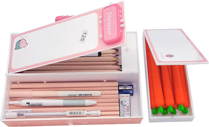 Ziloty 3d pink and dino suitcase pencil box