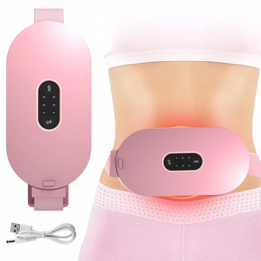 Ziloty Electric Cordless Heating Pad for Period Pain, Cramp Relief, Back Pain in Period, Belly Warmer Heating Pad with 4 Heat Levels 4 Vibration Modes, Caring Gift Heating Pad Belt for Men Women