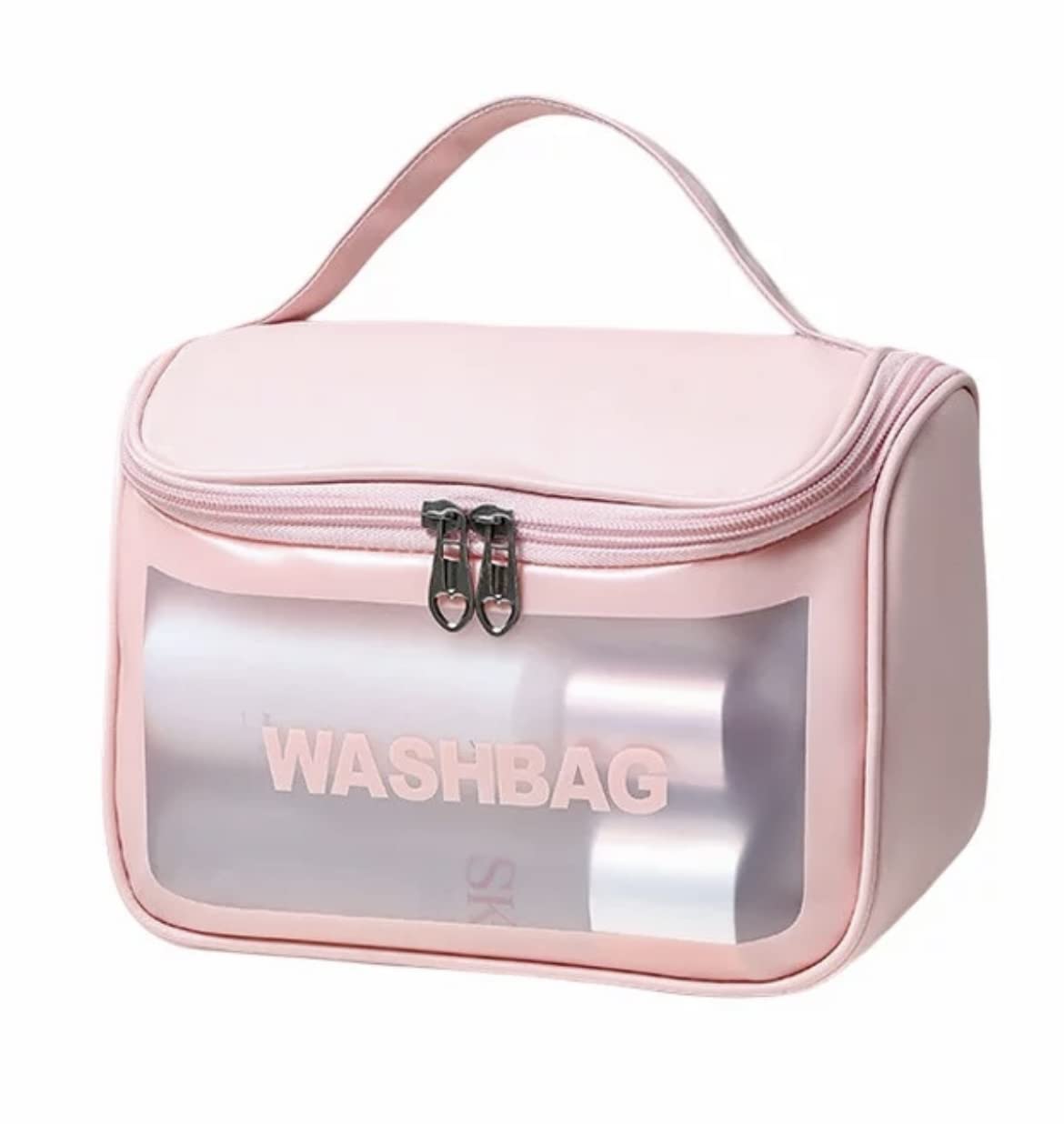 Ziloty Culture Clear Toiletry Bag, Wash Make Up Bag PVC Waterproof Zippered Cosmetic Bag, Portable Carry Pouch for Women Men (D Shape Multicoloured)