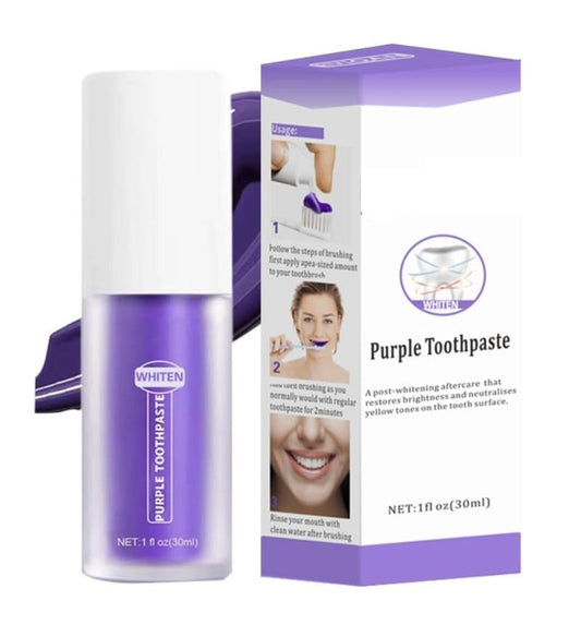 Ziloty Purple Toothpaste Instant Color Corrector Stain Remover Teeth Whitening Booster for a Brighter Smile with Fresher Breath HiSmile Men and Women tooth Solution for Yellow Stains