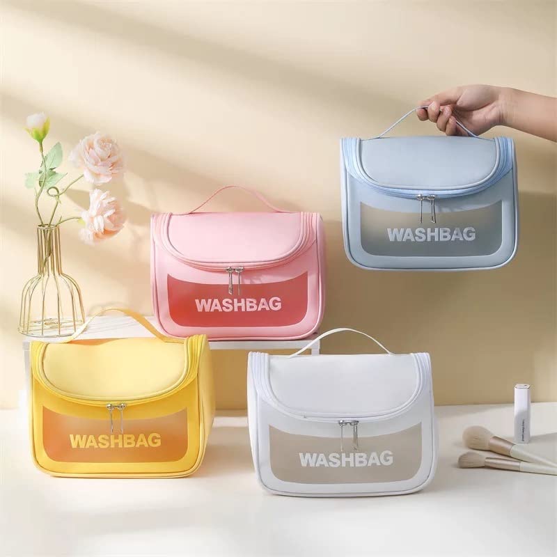 Ziloty Culture Clear Toiletry Bag, Wash Make Up Bag PVC Waterproof Zippered Cosmetic Bag, Portable Carry Pouch for Women Men (D Shape Multicoloured)