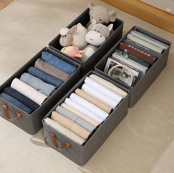 Ziloty Collapsible Clothes Organizer for Jeans Washable Fabric Closet Storage Box Drawers Foldable Clothing Storage Bins with Handle (1pcs)