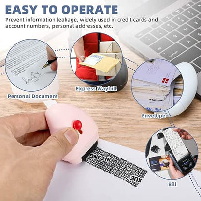 Ziloty Identity Protection Roller Stamp Guard Your ID Stamp Roller with Cutting Tool Designed for Anti-Theft, Protect Your Confidential Address, Bank Statement, Personal Privacy