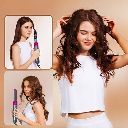Ziloty Hot Air Brush for 5 in 1 Hot Air Styler Hair Dryer Comb Multifunctional Styling Tool Fast Heating Crimper Wand Manual Curler in All Hair Type, Negative Ion Comb for Straightening Special Warranty