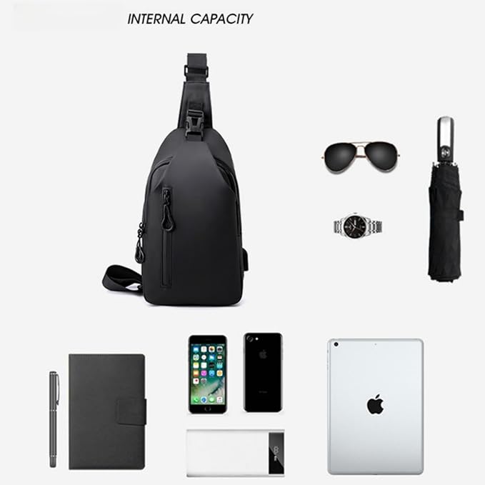 Ziloty Men's Chest Bag Shoulder Bag Messenger Sports Backpack Water Resistant Usb Charging Port Shoulder Sling Bag