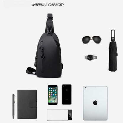 Ziloty Men's Chest Bag Shoulder Bag Messenger Sports Backpack Water Resistant Usb Charging Port Shoulder Sling Bag