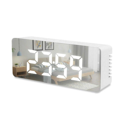 Ziloty Digital Mirror Clock, Alarm Clock Table Office Clock with Date Time Temperature Sensor -Plastic,Multicolor,Standard