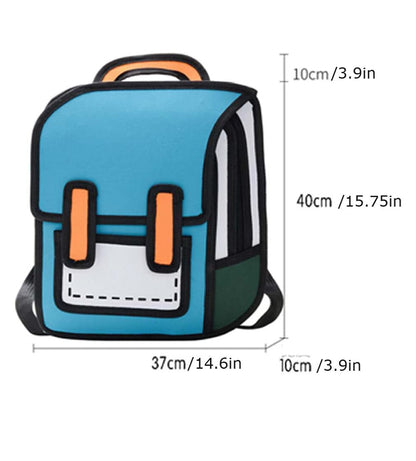 Ziloty Girls Boys Jump Style 3D Backpack 16Inch 2D Drawing Anime Comic Cartoon Backpack Daypack Large (Multicoloured)