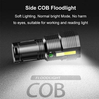 12 LED USB Flashlight | Rechargeable Long-Range Torch for Hiking