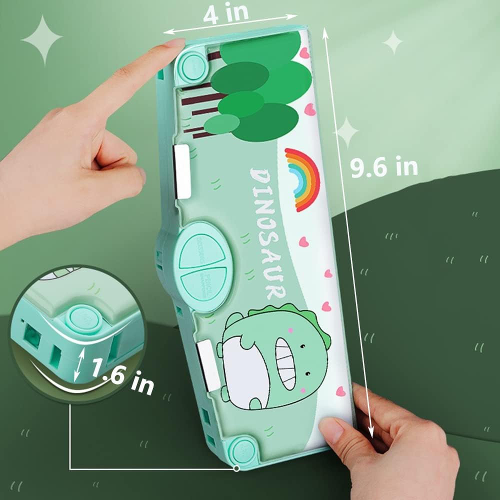Ziloty 1PC MULTIFUNCTIONAL PENCIL CASE, LARGE CAPACITY PENCIL BOX FOR BOYS & GIRLS STUDENTS WITH CRAFT SCISSOR PORTABLE STATIONERY ORGANIZER Dinosour