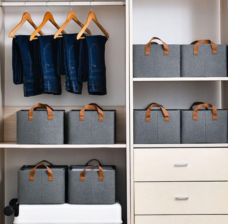 Ziloty Collapsible Clothes Organizer for Jeans Washable Fabric Closet Storage Box Drawers Foldable Clothing Storage Bins with Handle (1pcs)