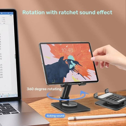 Ziloty 360° Rotating Cell Phone Stand Adjustable Foldable Desktop Phone Holder iPhone Stand Compatible with All iPhone iPad Tablet 4-10'' Office Desk Accessories(multicolour)