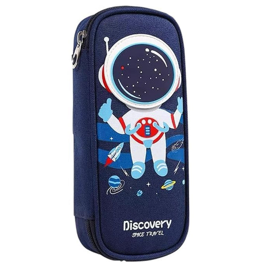 Ziloty Cute 3D Space Pencil Case for Kids, Big Capacity Canvas Pencil Pouch with Zipper, Waterproof & Durable Large Storage Pencil case for Boys and Girl
