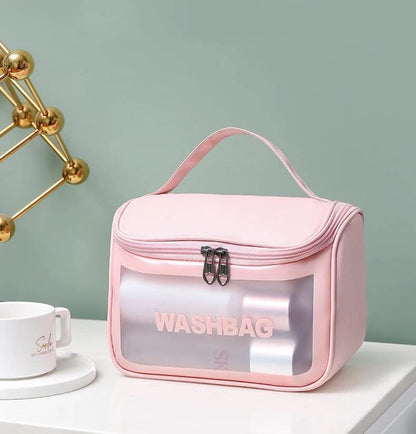 Ziloty Culture Clear Toiletry Bag, Wash Make Up Bag PVC Waterproof Zippered Cosmetic Bag, Portable Carry Pouch for Women Men (D Shape Multicoloured)