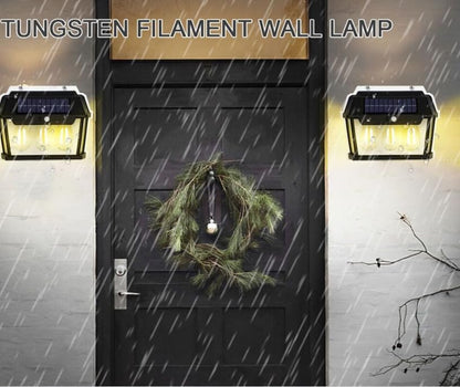 Ziloty LED Bright Outdoor Solar Lights Wall lamp Wall Lights Outdoor, Wireless Dusk to Dawn Porch Lights Fixture, Solar Wall Lantern with 3 Modes & Motion Sensor