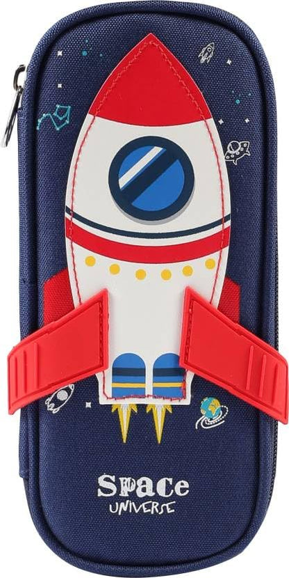 Ziloty Cute 3D Space Pencil Case for Kids, Big Capacity Canvas Pencil Pouch with Zipper, Waterproof & Durable Large Storage Pencil case for Boys and Girl