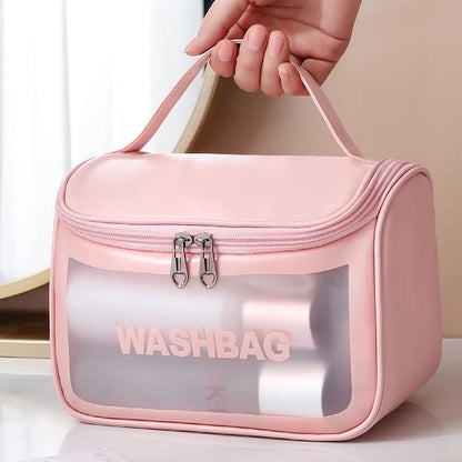 Ziloty Culture Clear Toiletry Bag, Wash Make Up Bag PVC Waterproof Zippered Cosmetic Bag, Portable Carry Pouch for Women Men (D Shape Multicoloured)