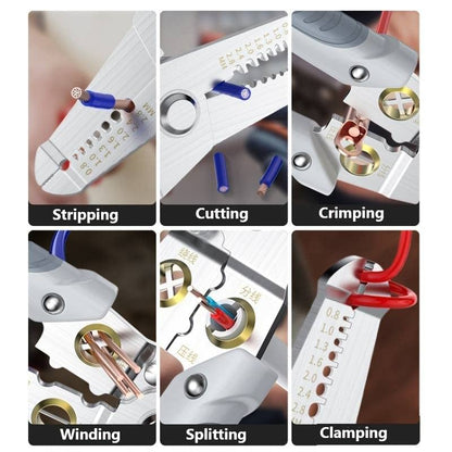 Ziloty 6 In 1 Multifunction Electrician Wire Plier Tool || Electrical Wire Strippers Wire Splitting Pliers|| Stainless Steel Electrical Stripping Tool || Cable Stripping Cutting and Crimping