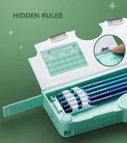 Ziloty 1PC MULTIFUNCTIONAL PENCIL CASE, LARGE CAPACITY PENCIL BOX FOR BOYS & GIRLS STUDENTS WITH CRAFT SCISSOR PORTABLE STATIONERY ORGANIZER Dinosour