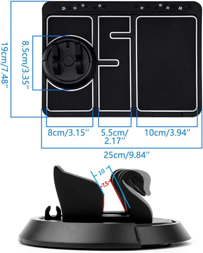 Ziloty Car Non Slip Dashboard Mat 4-in-1 Multifunctional 360°Rotating Phone Holder Phone Pad with Temporary Car Parking Number & 2 Perfume Aromatherapy Anti-Shake Pad Universal Phone Holder (Red)