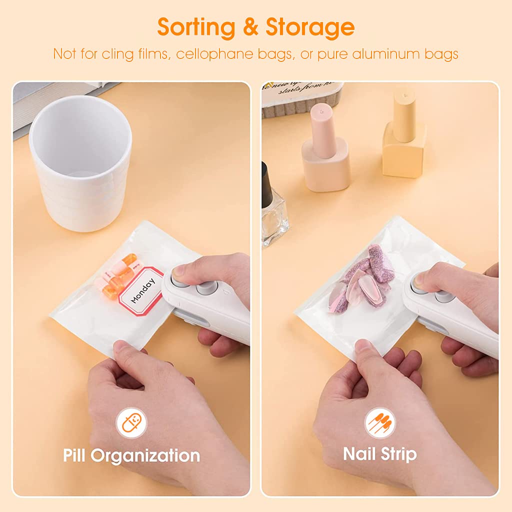 Ziloty 00mAh Sealer for Plastic Bags, USB Bag Sealer, 2 in 1 Hot Bond Sealer with Cutter, Magnetic Bag Sealer, Mini Bag Sealer Rechargeable Bag Sealer for Chips Snack Bag, Various Bag Food