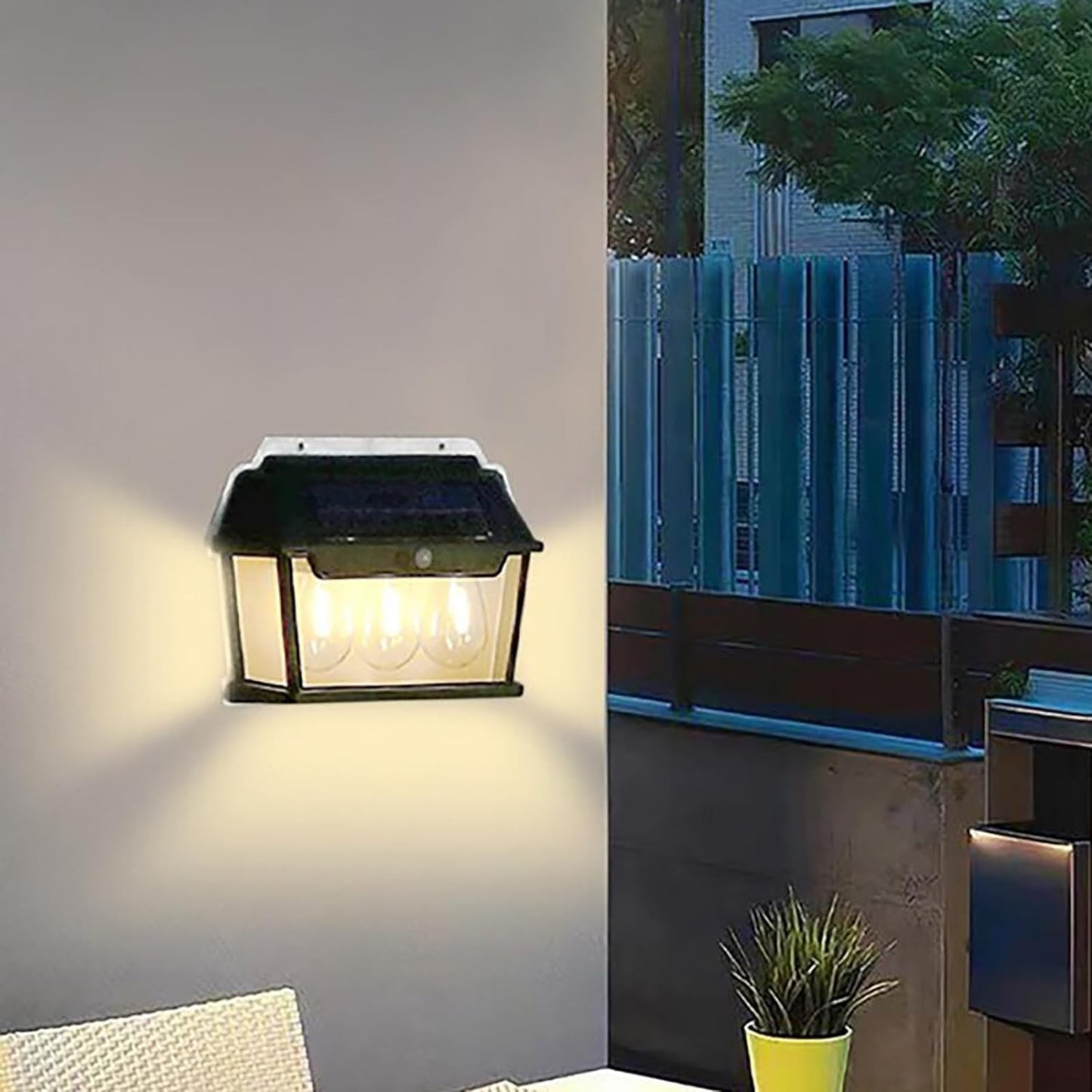 Ziloty LED Bright Outdoor Solar Lights Wall lamp Wall Lights Outdoor, Wireless Dusk to Dawn Porch Lights Fixture, Solar Wall Lantern with 3 Modes & Motion Sensor