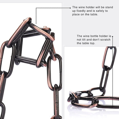 Ziloty Suspending Chain Wine Rack Holder, Countertop Free Standing Metal Wine Rack Novelty for Gift Kitchen Home Decoration Modern Design Wine Gifts Tabletop Wine Bottle Holder