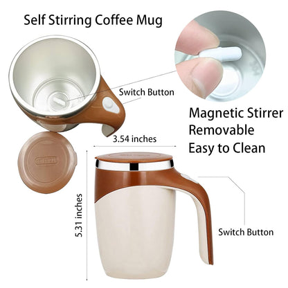 Ziloty Automatic Magnetic Stirring Coffee Mug, Rotating Home Office Travel Mixing Cup,Funny Electric Stainless Steel Self Mixing Coffee Tumbler, Suitable for Coffee, Milk, Cocoa and Other Beverages (Multicoloured)