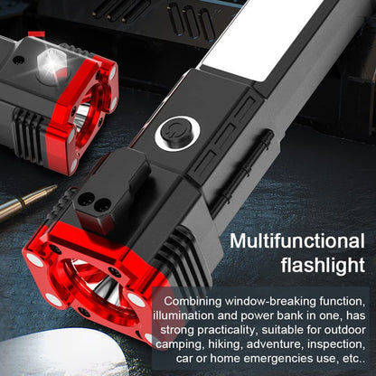 Rechargeable Torch Flashlight | USB Car Rescue Tool with Hammer