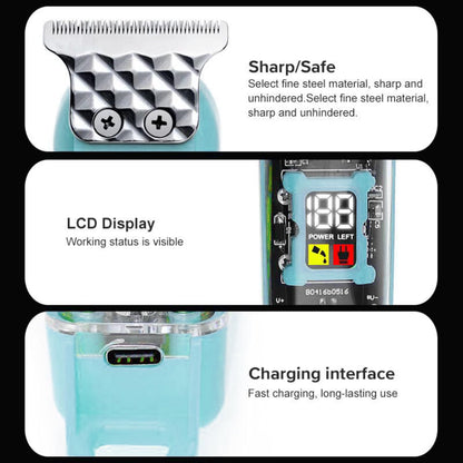 Ziloty Pro Li Outliner Cordless T Blade Hair Clipper Professional 0 Gapped Outlining for Barbers 0mm balding Shape up Digital Display 3 guide comb Powerful Rotary Motor Runtime 180 min