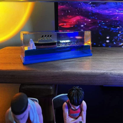 Car Interior Accessories Dashboard Decoration,Moving Titanic Liquid Wave Cruise Ship,Car Dashboard|Living Room|Office|Smooth Movement|Pack of 1, Glass,Plastic