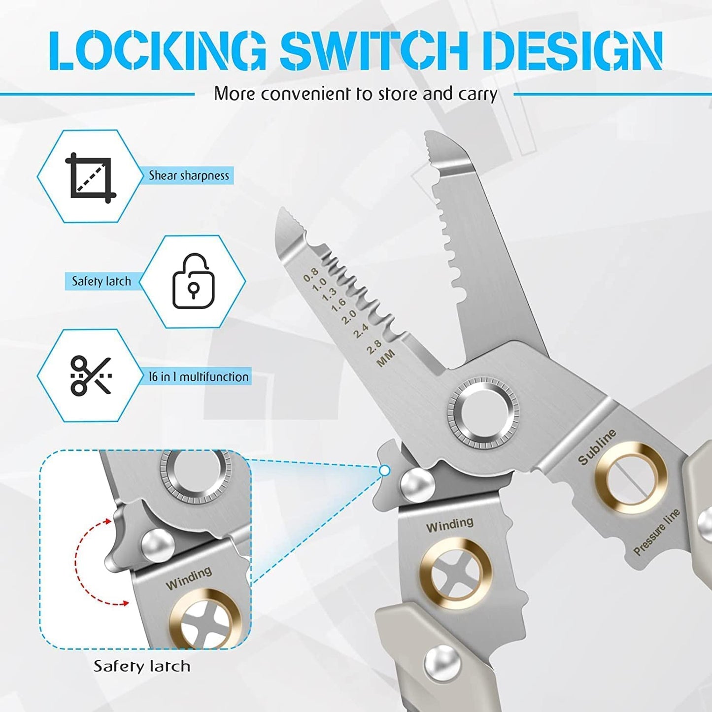 Ziloty 6 In 1 Multifunction Electrician Wire Plier Tool || Electrical Wire Strippers Wire Splitting Pliers|| Stainless Steel Electrical Stripping Tool || Cable Stripping Cutting and Crimping