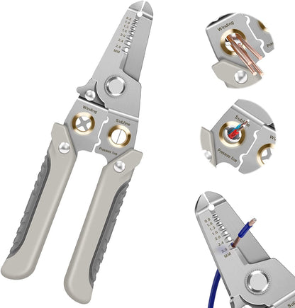 Ziloty 6 In 1 Multifunction Electrician Wire Plier Tool || Electrical Wire Strippers Wire Splitting Pliers|| Stainless Steel Electrical Stripping Tool || Cable Stripping Cutting and Crimping