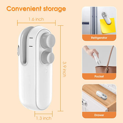 Ziloty 00mAh Sealer for Plastic Bags, USB Bag Sealer, 2 in 1 Hot Bond Sealer with Cutter, Magnetic Bag Sealer, Mini Bag Sealer Rechargeable Bag Sealer for Chips Snack Bag, Various Bag Food
