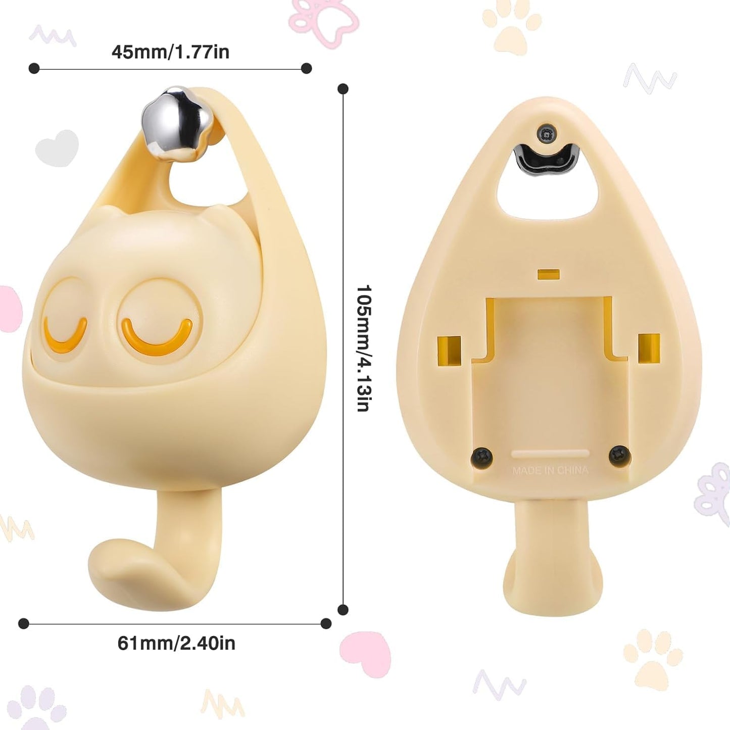 Ziloty self Adhesive Coat Hook, Wink Cat Key Holder for Wall Cute Cat Hooks, Decorative Wall Hooks for Hanging Key, Towels, Scarf, Hats, Coat, Cloth, Bags, Cute Room Decor (1 Pcs)