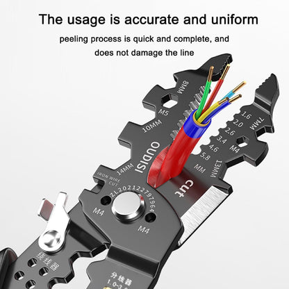 25-in-1 Multi-Functional Wire Stripper and Electrician Tool Chrome Vanadium Steel Pliers for Splitting, Breaking, Separating, Terminal Crimping, Stripping, Cable Cutting, Winding, and Clamping